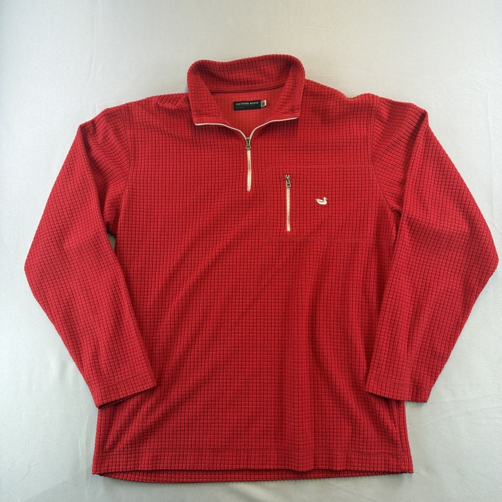 Southern Marsh FieldTec 1/4 Zip Pullover Mens M Red Waffle Knit Performance - Picture 2 of 8